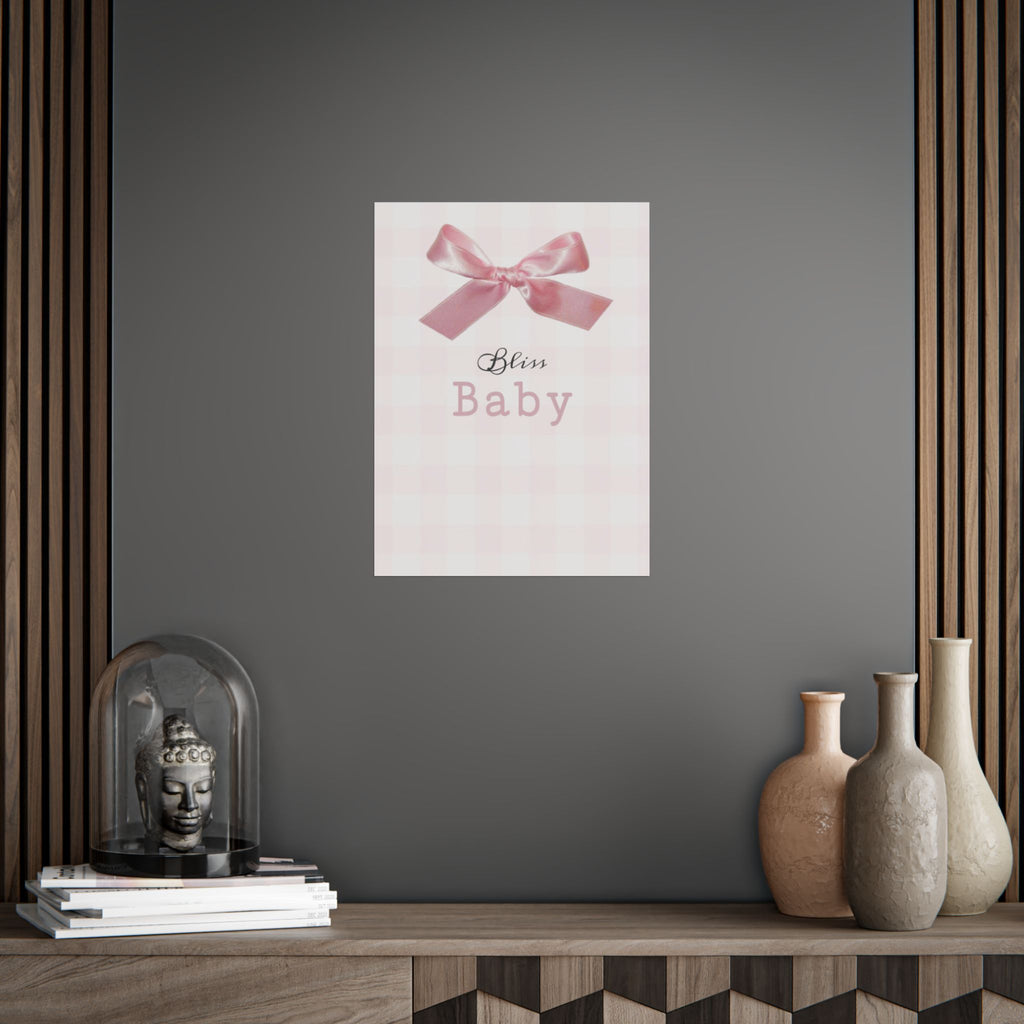 Bliss Baby Poster — Pink Gingham Nursery Art (Unframed)