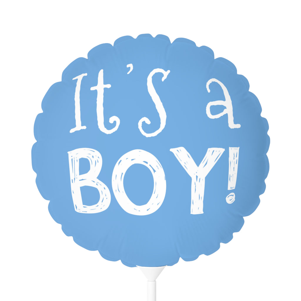 11" It's a Boy Teddy Balloon — Blue Round Baby Shower Balloon