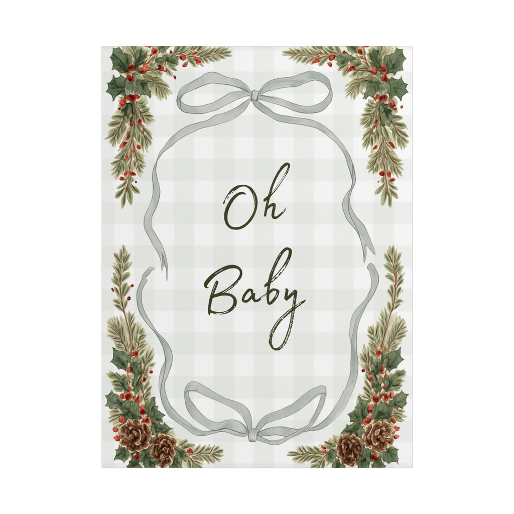 Oh Baby Nursery Poster — Plaid Botanical Baby Shower Wall Art