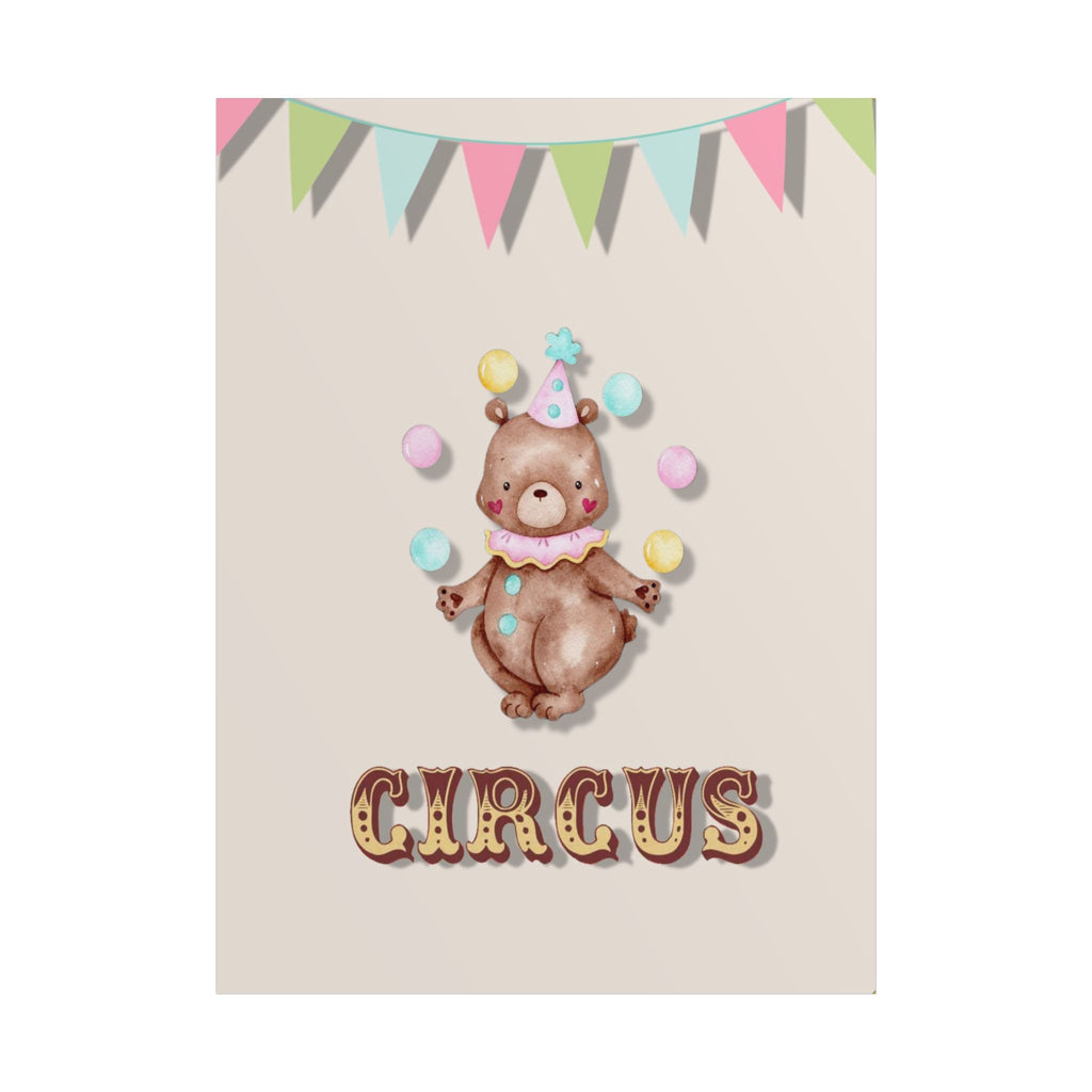 Circus Bear Nursery Poster — Cute Juggling Teddy Wall Art