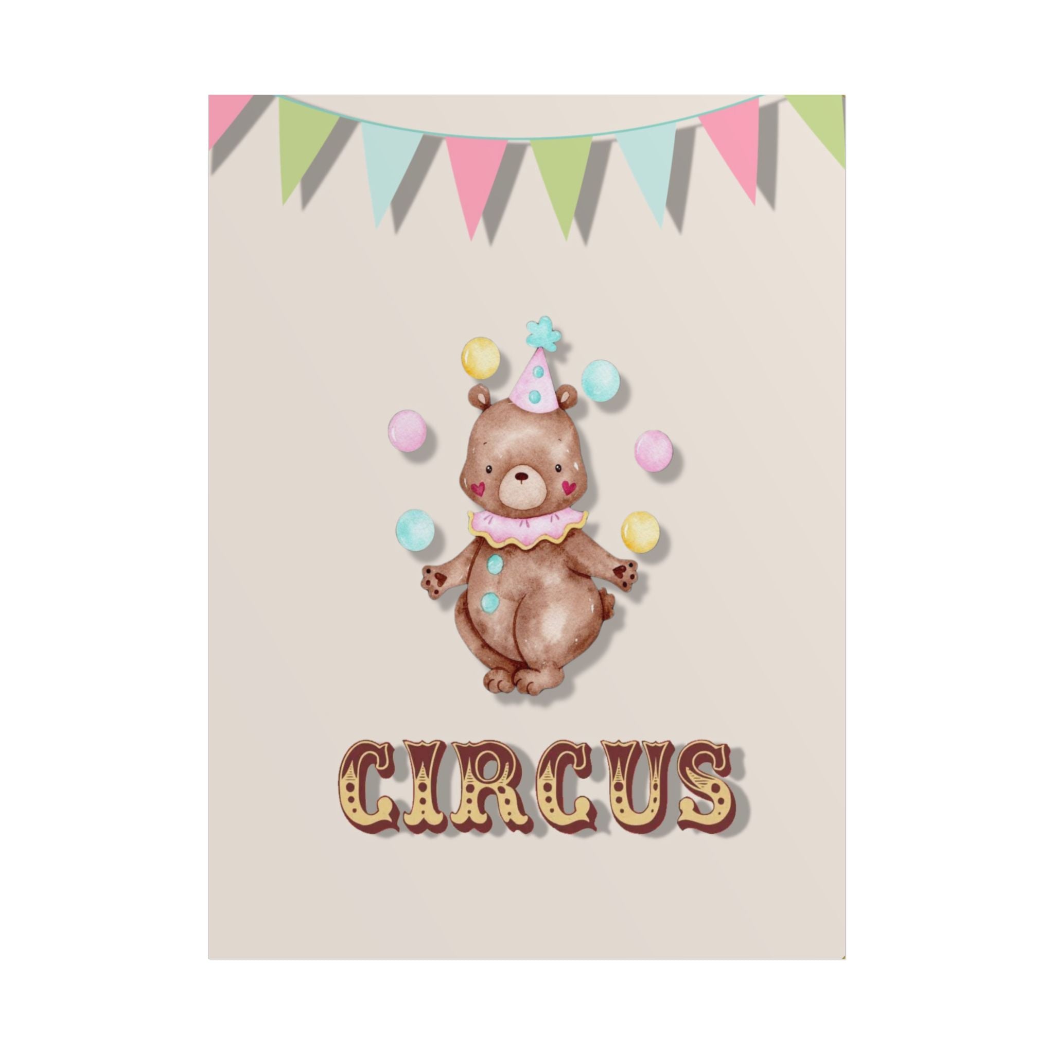 Circus Bear Nursery Poster — Cute Juggling Teddy Wall Art