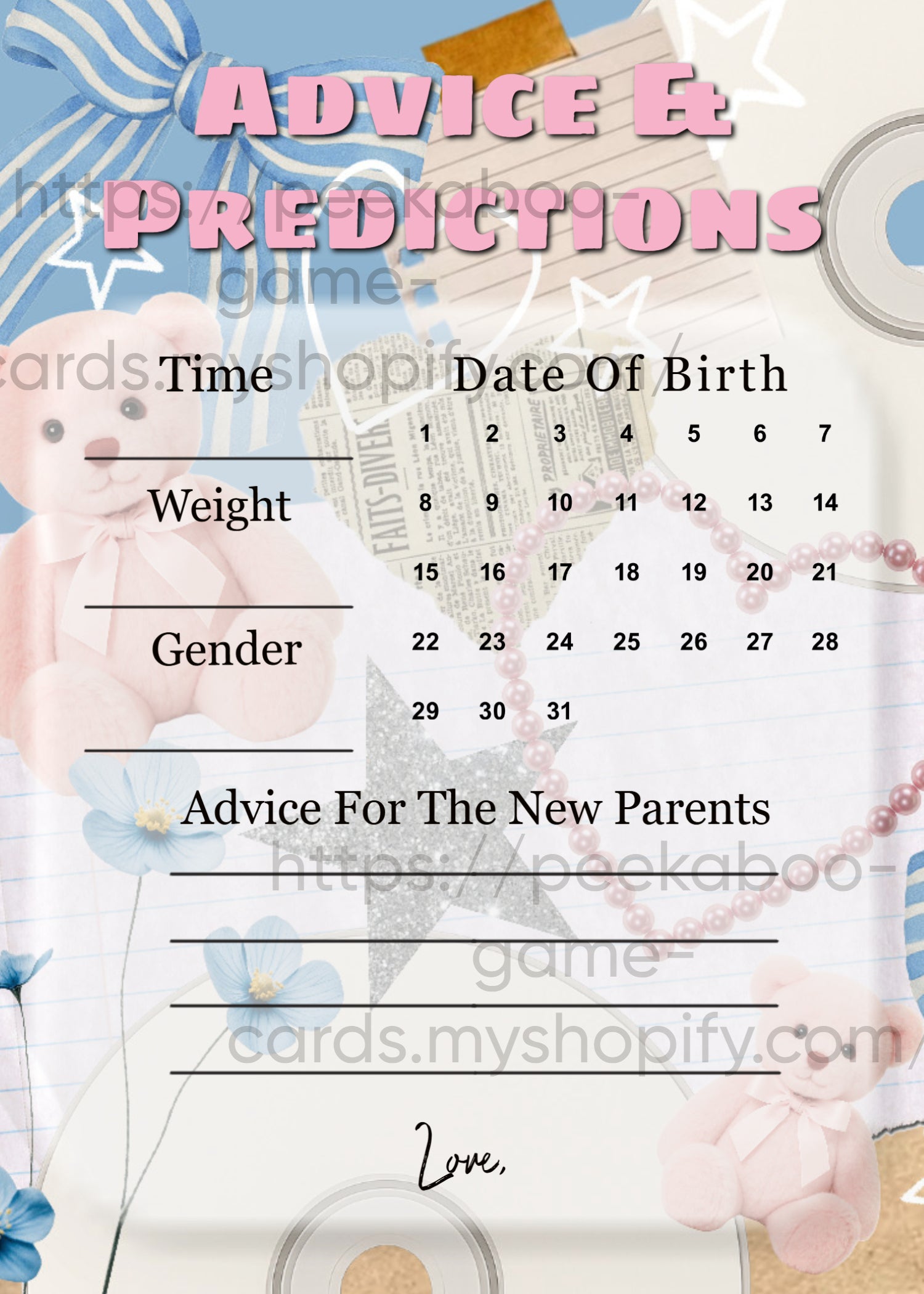2000's Prediction Cards (Printable)