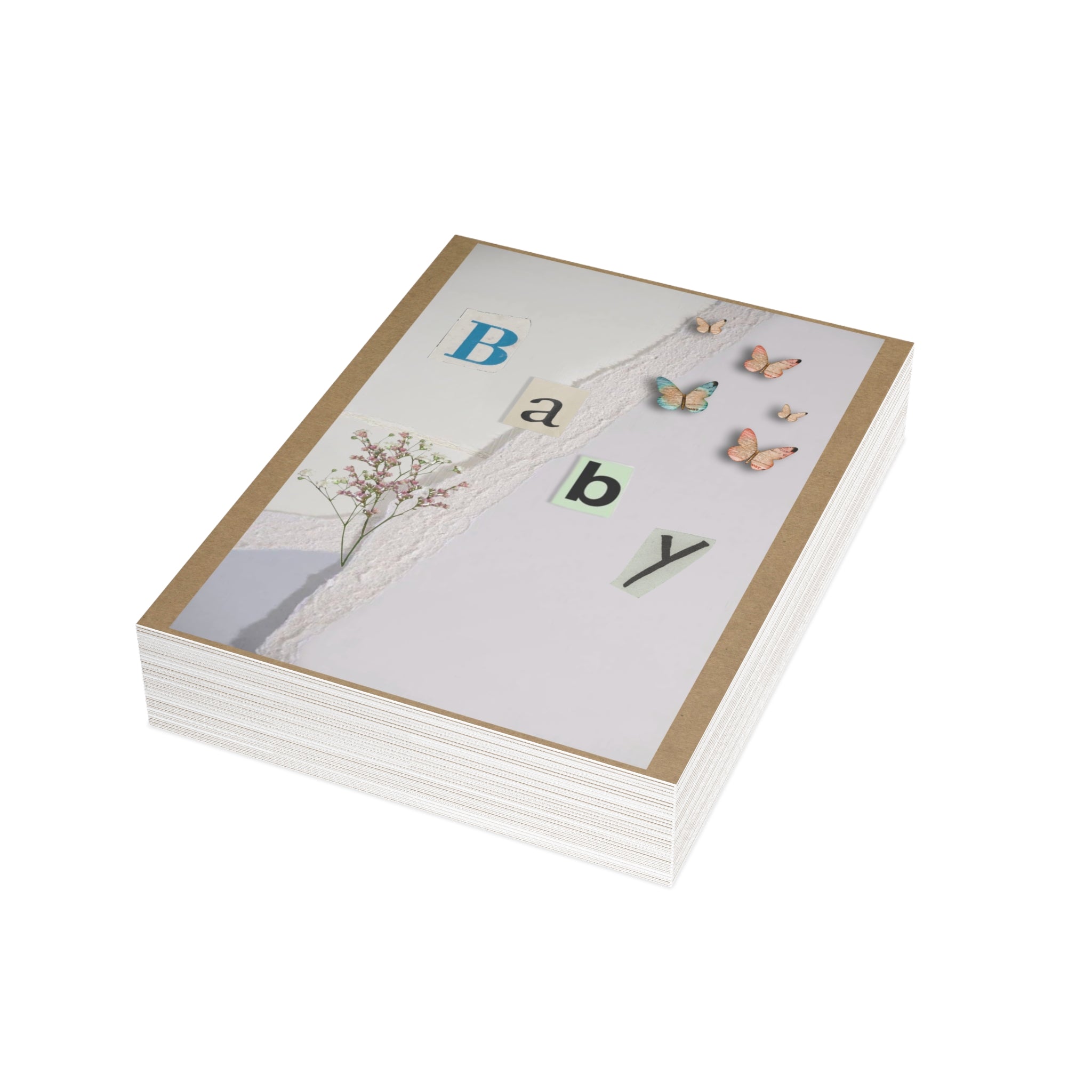 Collage Butterfly Baby Shower Prediction Cards