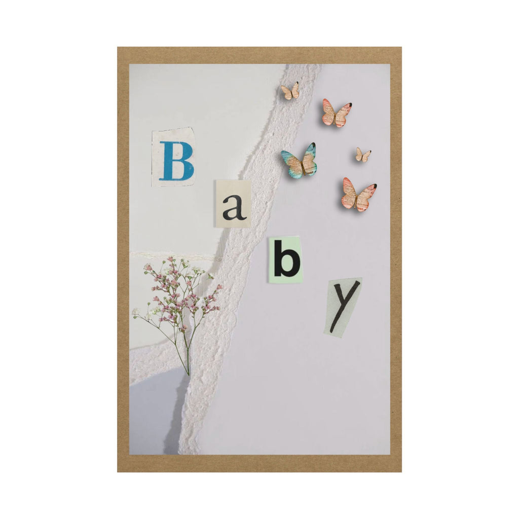 Baby Collage Poster — Pastel Floral & Butterfly Nursery Wall Art Baby Shower Wall Artwork