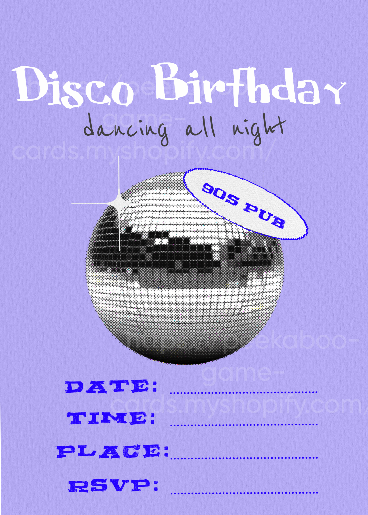 90's Disco Party Invitations (Printable)