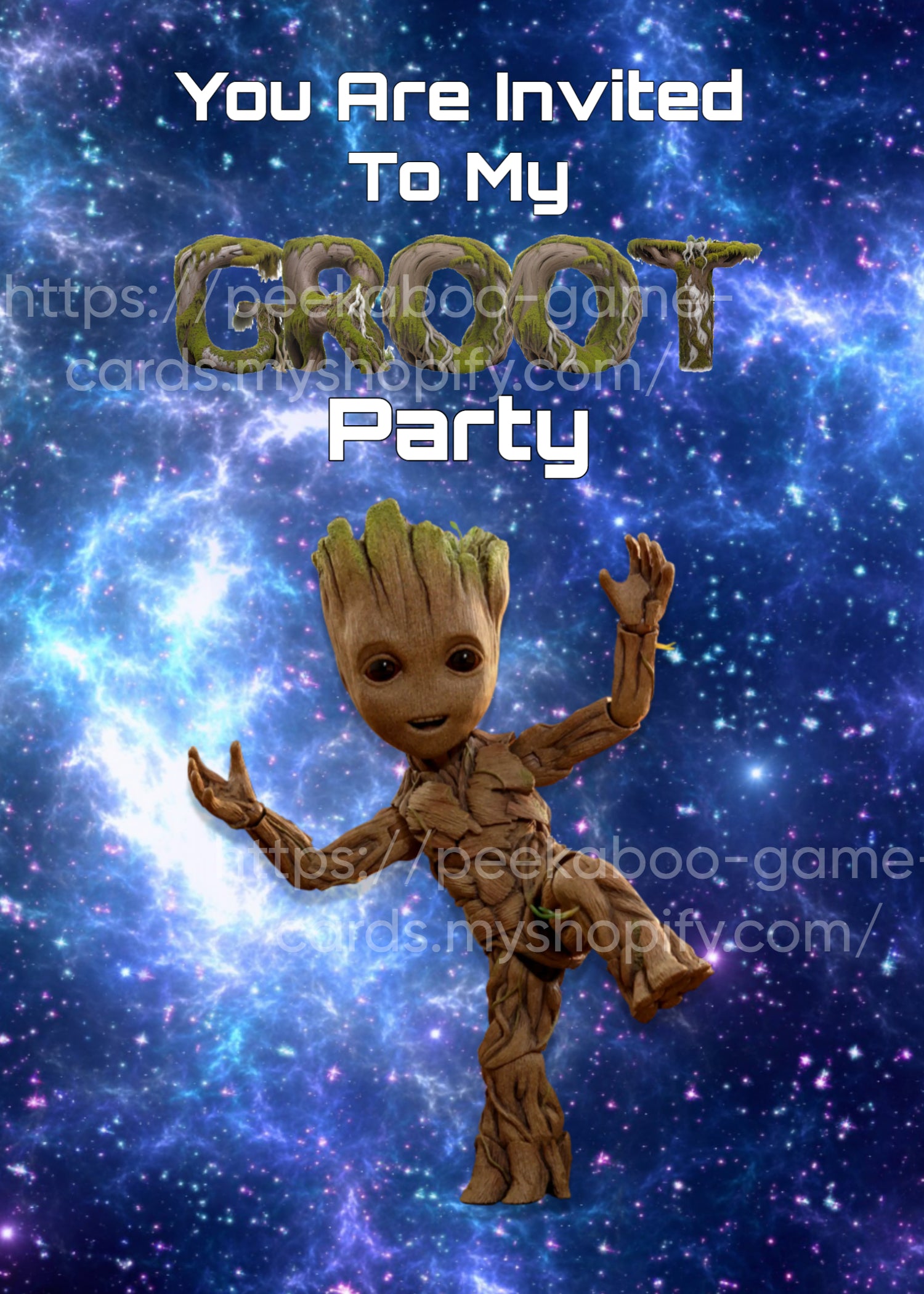 "I Am Groot" Birthday Invitation