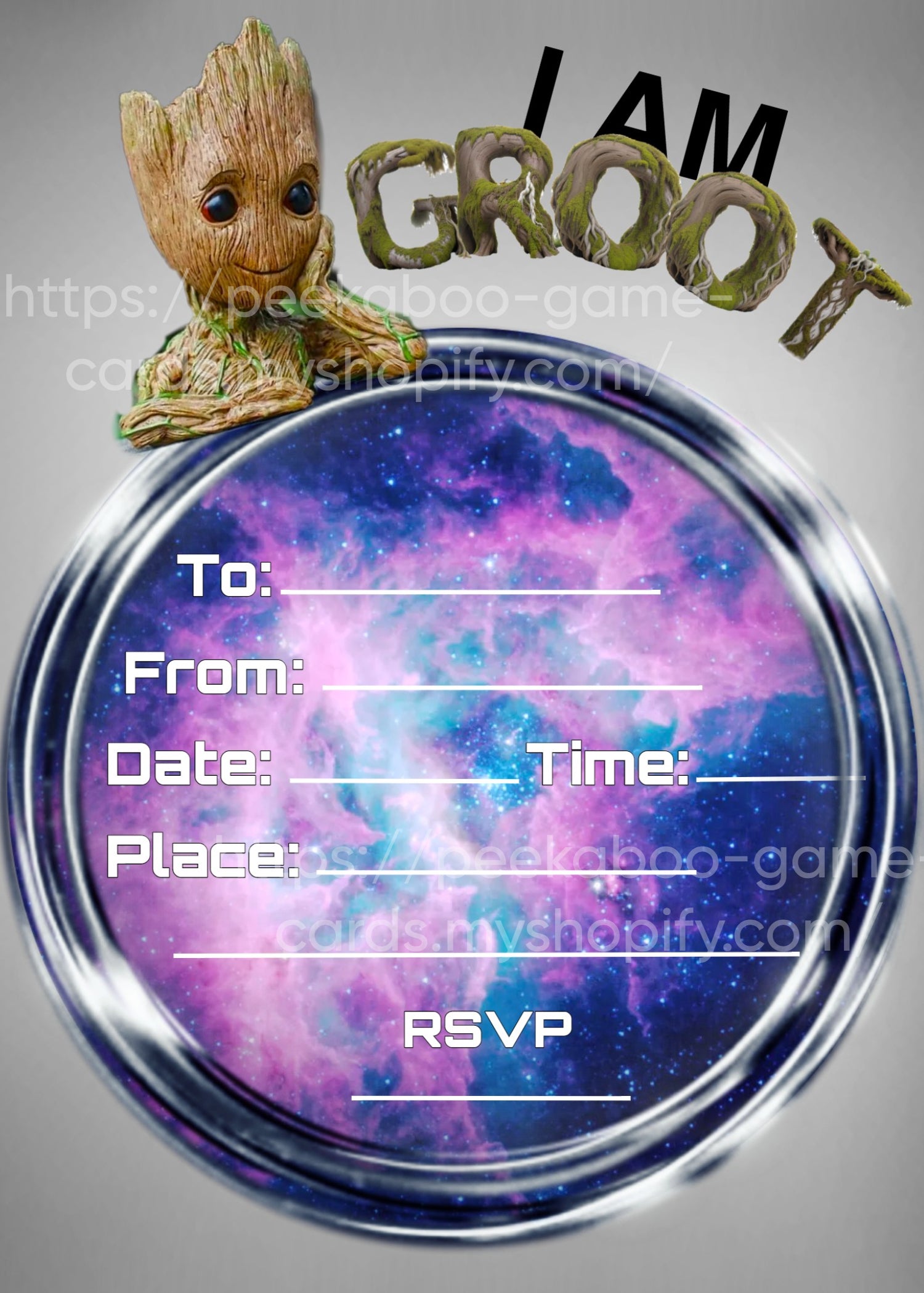 "I Am Groot" Birthday Invitation
