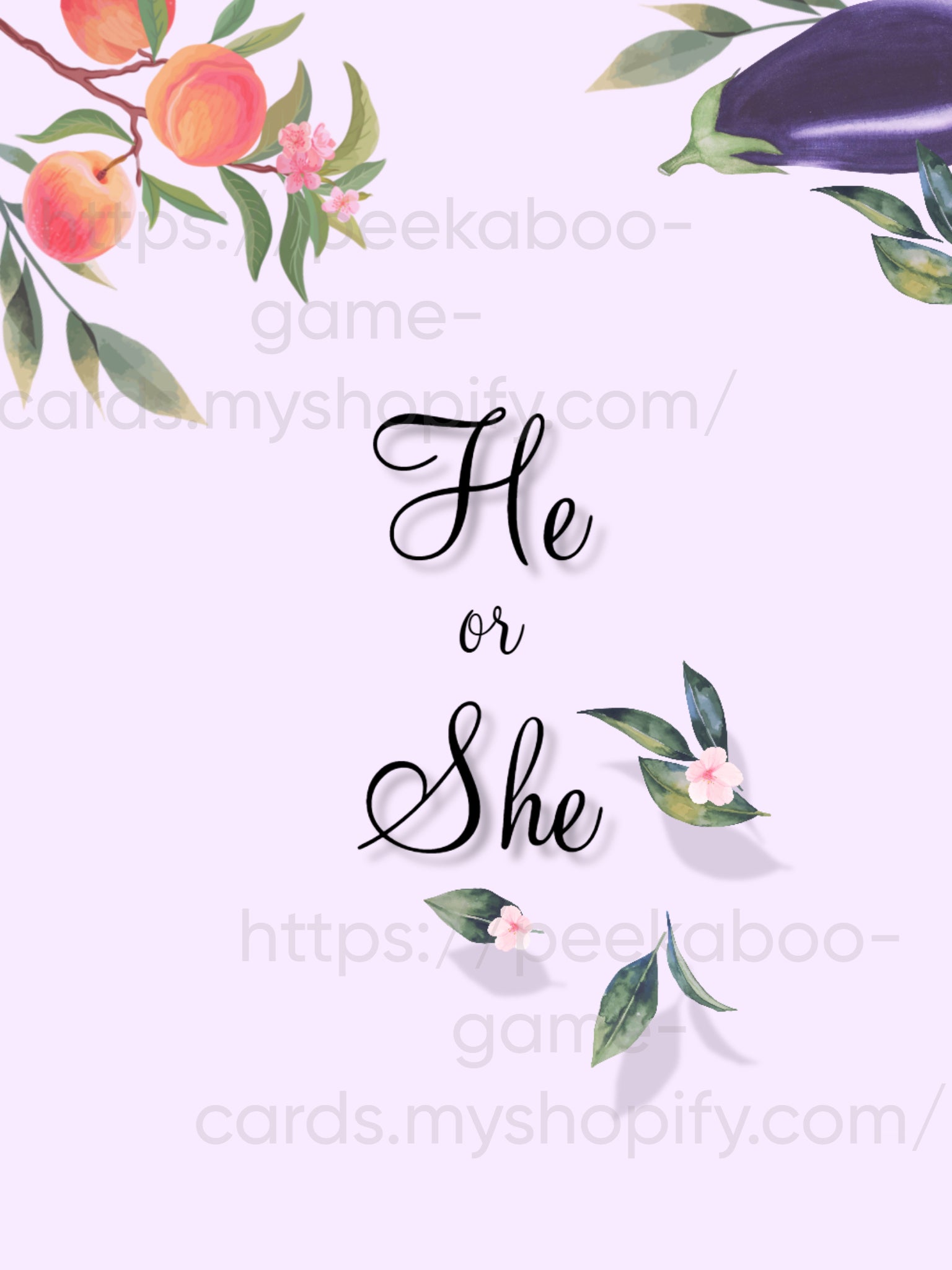 "Peach Or Eggplant" Baby Prediction Cards (Printable)