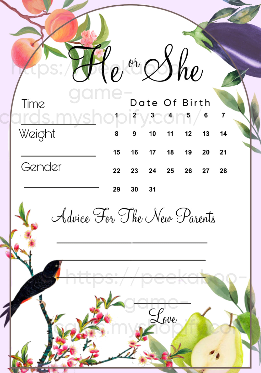 Peach or Eggplant Prediction Cards