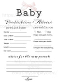 Pink Bow/ Baby Prediction Cards (Digital)