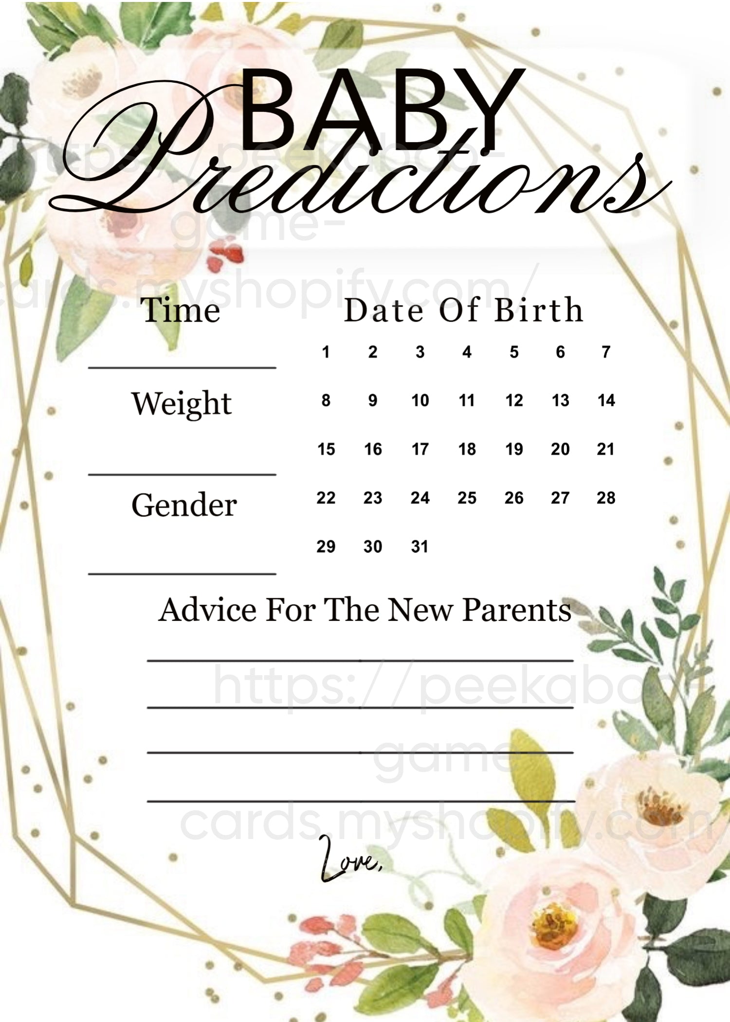 Botanical Prediction Cards (Printable)