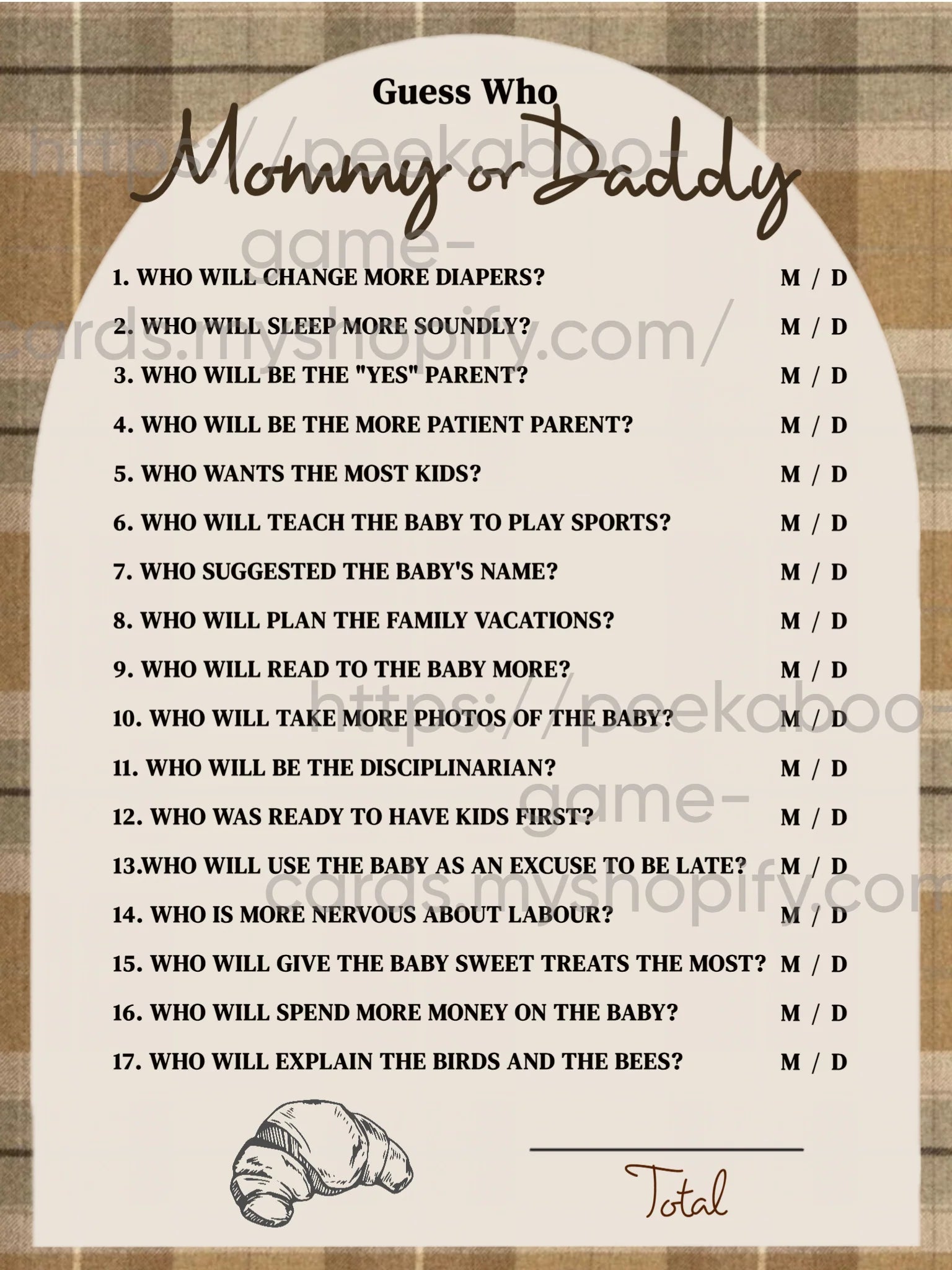 Bun In The Oven/ New Parents "Guess Who" Game Cards (Digital)