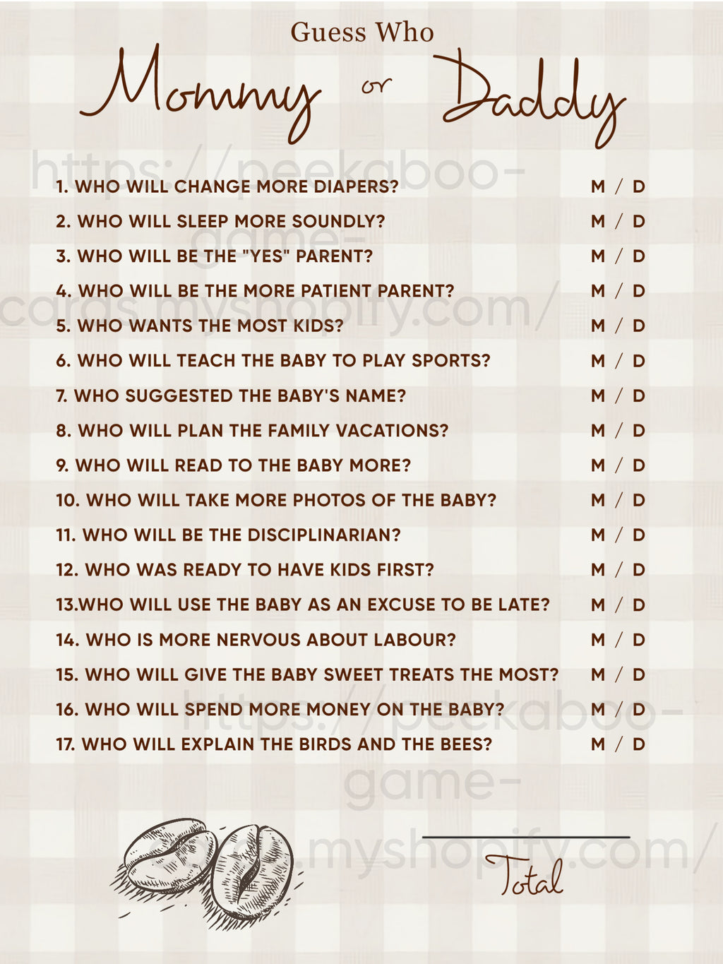 Café Bébé/ New Parents " Guess Who" Game Cards (Digital)