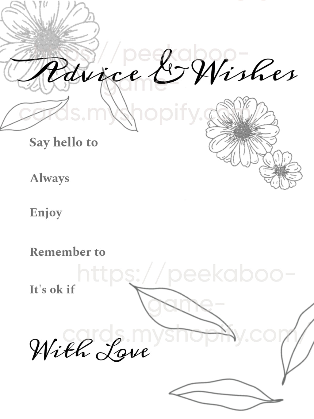 Advice and Wishes Black & White Floral