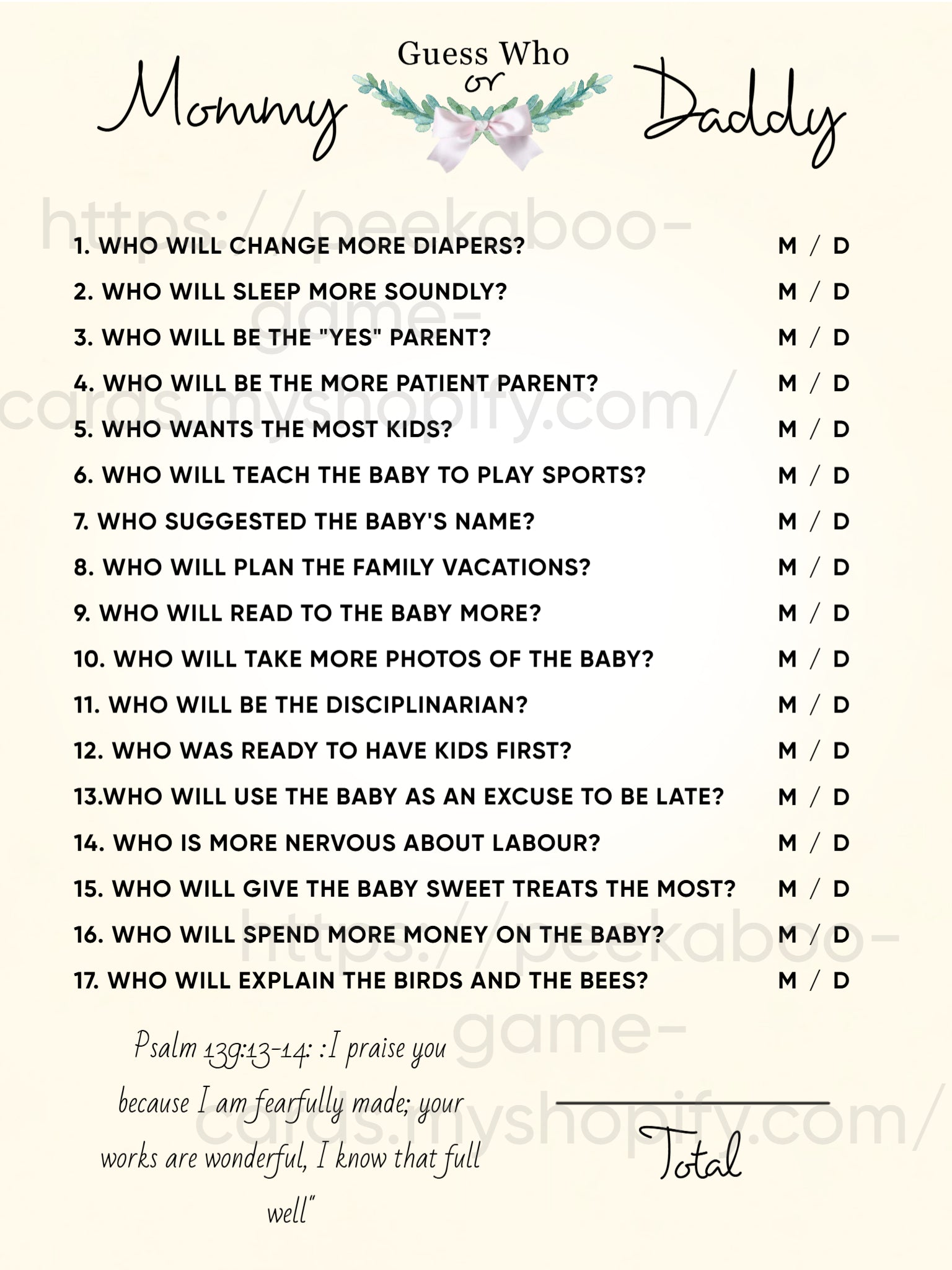 "Heaven's Baby" Baby Shower Game Cards (Digital)