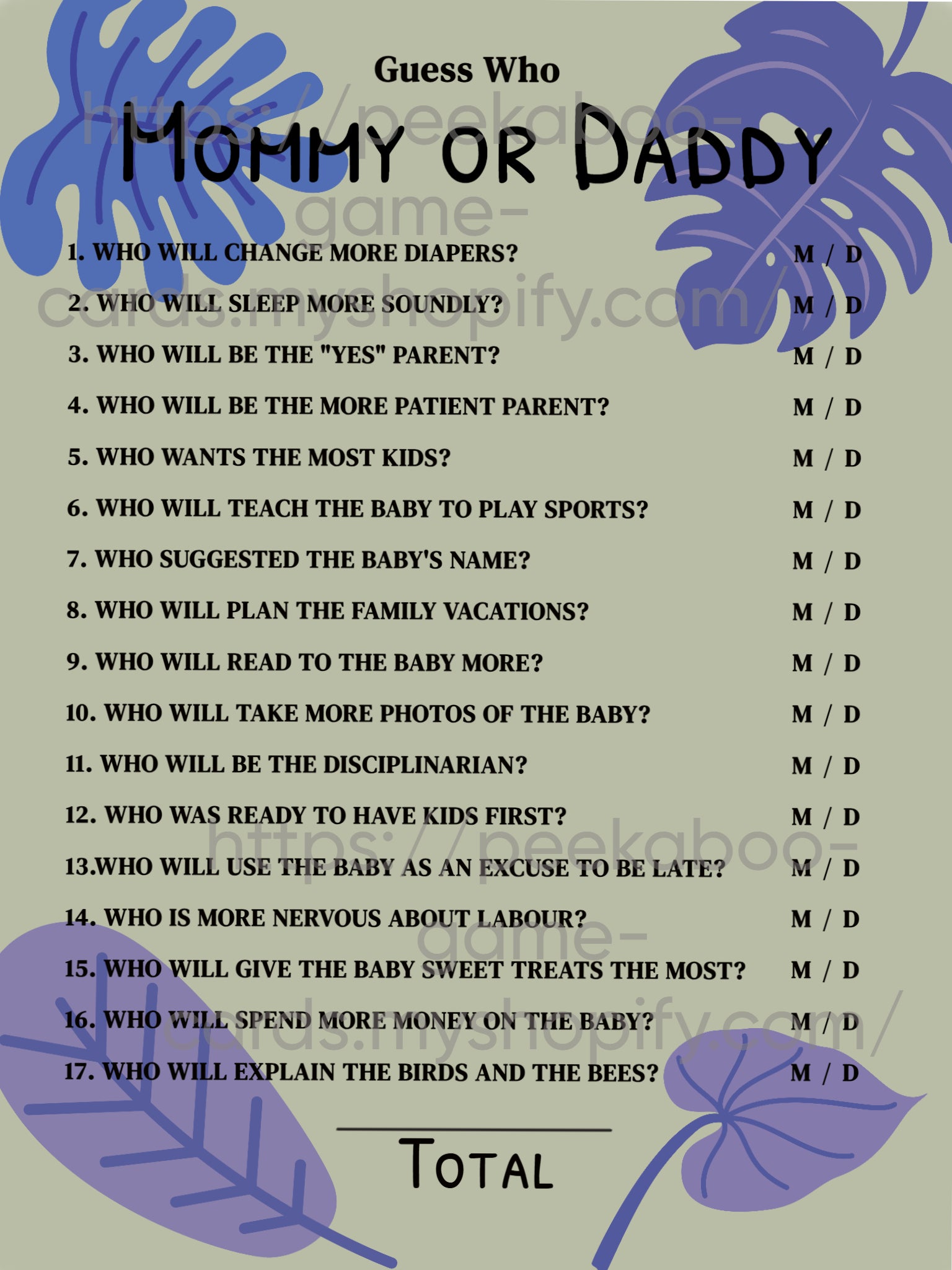 Cub On The Way Baby Shower Game Cards