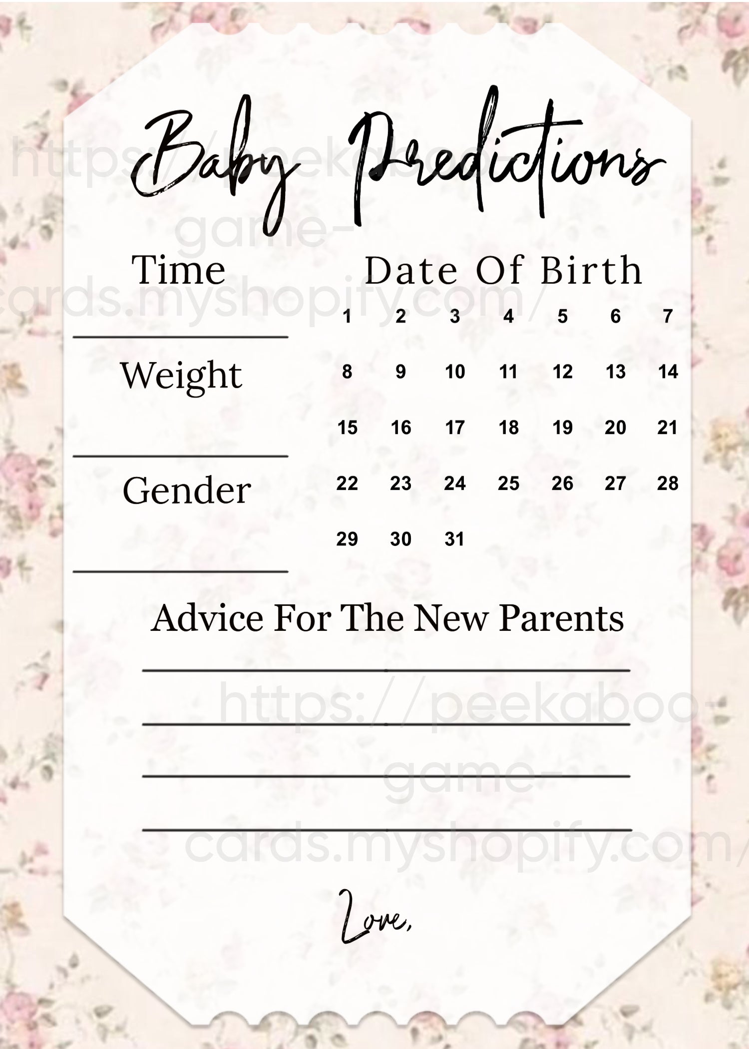 Old Fashion Prediction Cards (Printable)