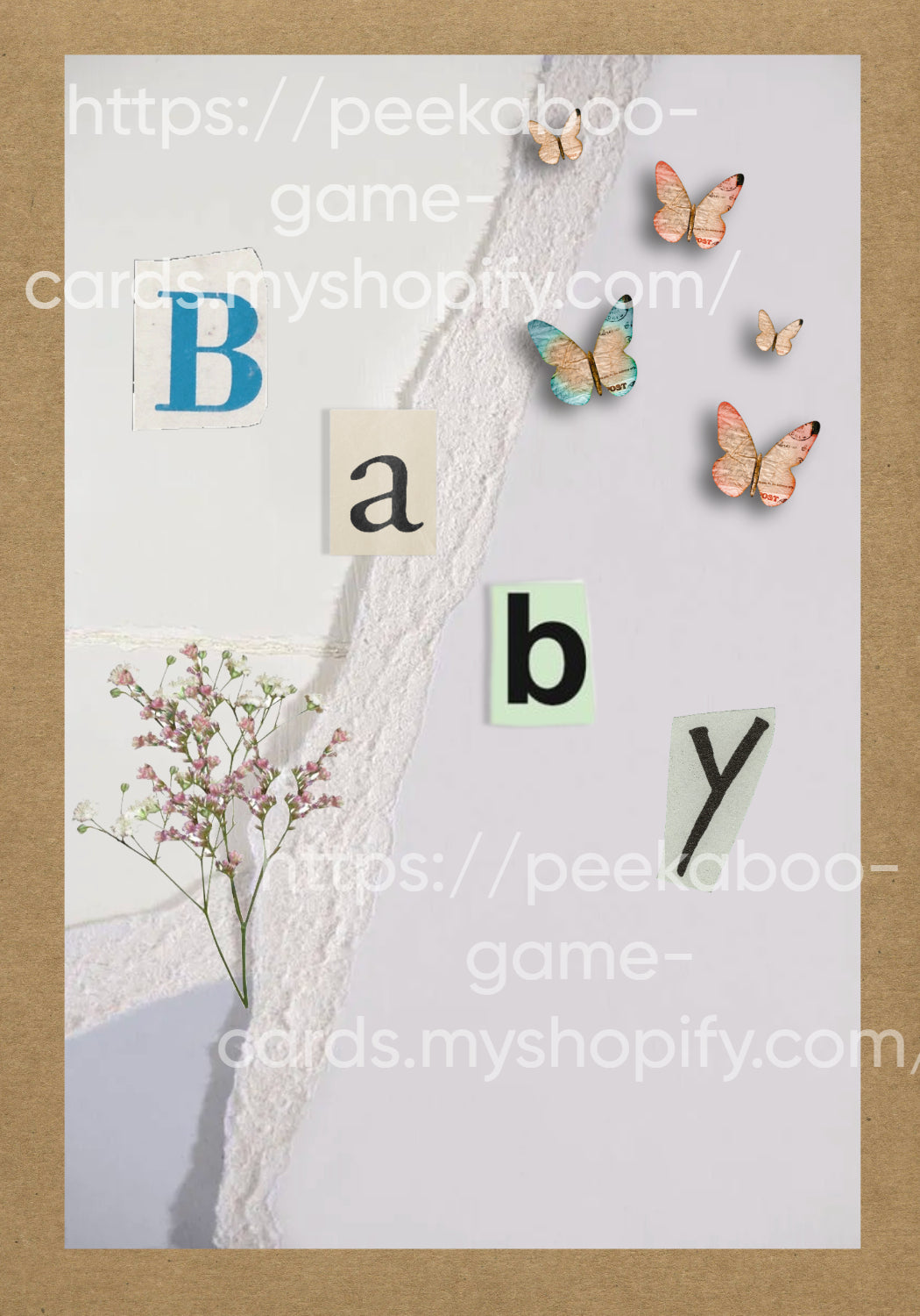 Collage Butterfly Baby Prediction Cards (Digital)