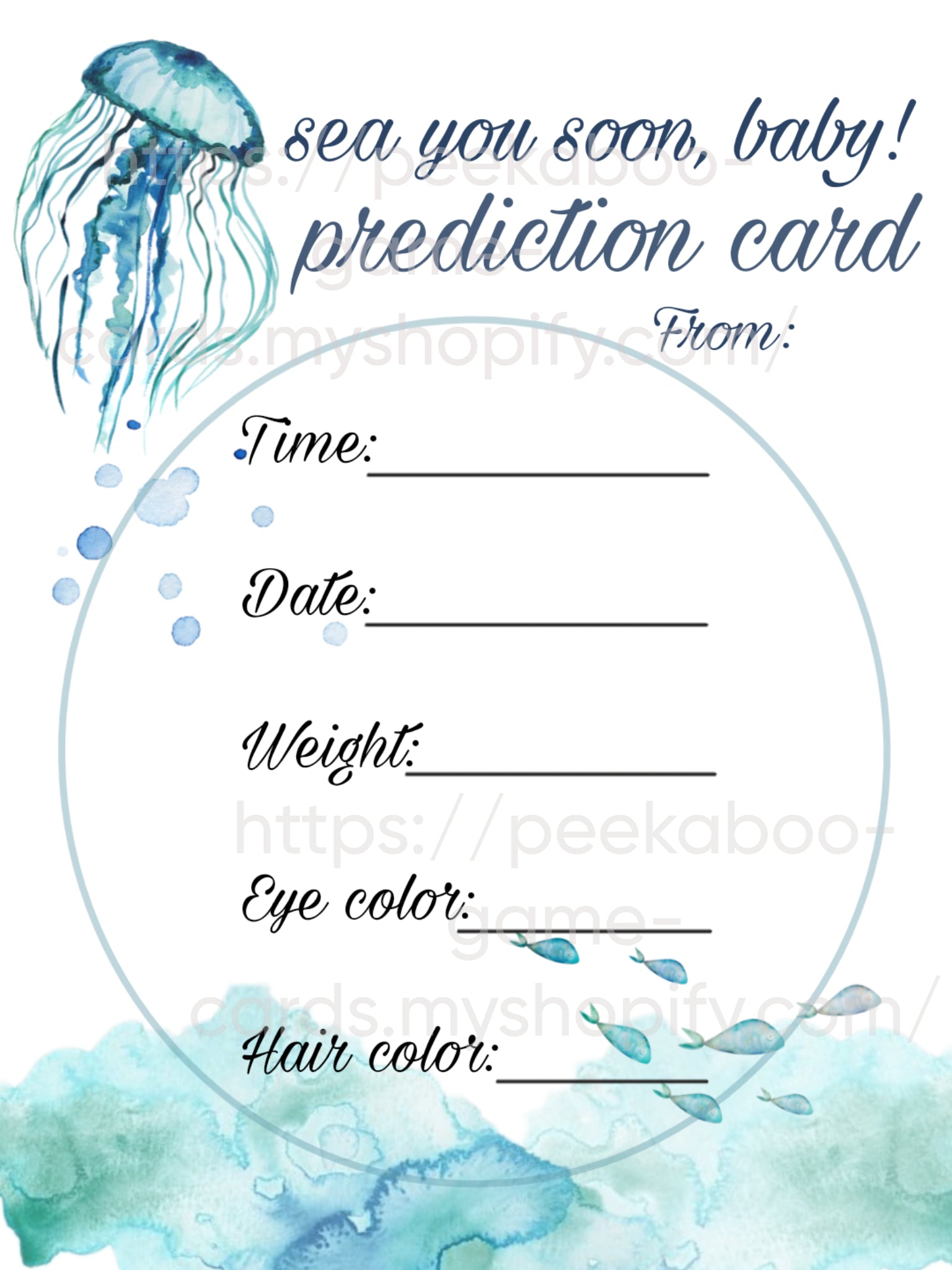 "Sea You Soon" Baby Prediction Cards
