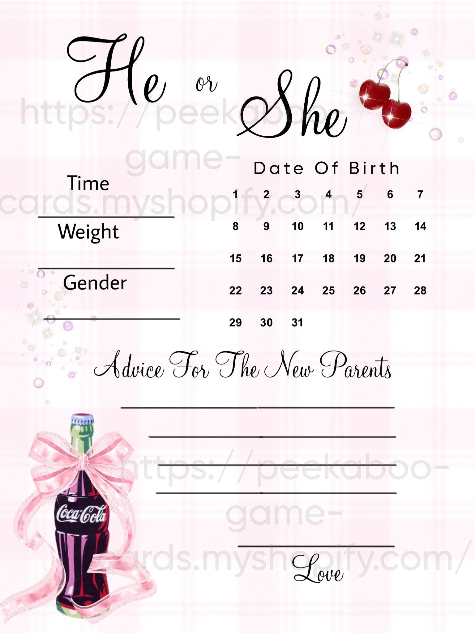 "Soda" He or She Baby Prediction Cards (Digital)