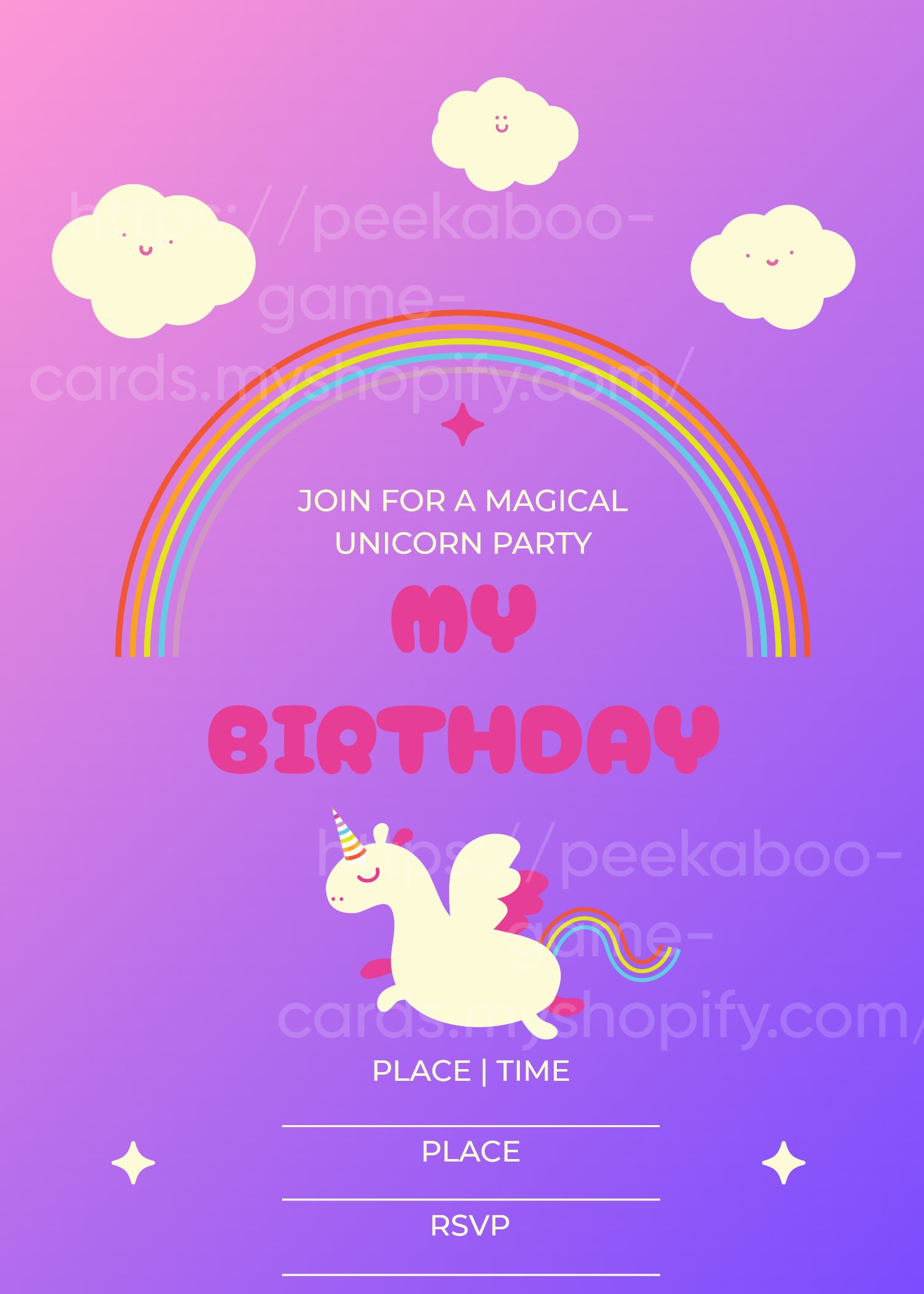 Unicorn Birthday Invitation (Printable)